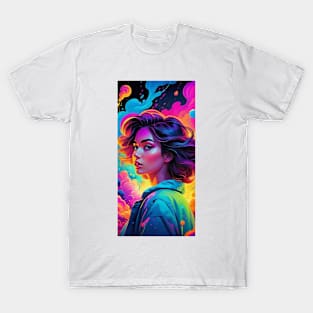 An Illustration of a Woman's Psychedelic Vision - colorful T-Shirt